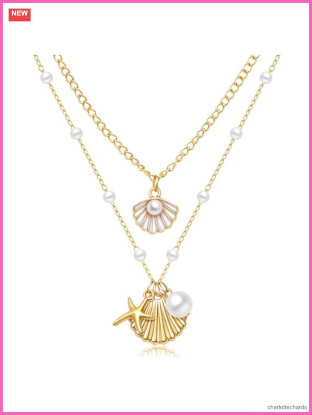 Nanafast Layered Seashell Necklace Adjustable Boho Starfish Pendant Beach